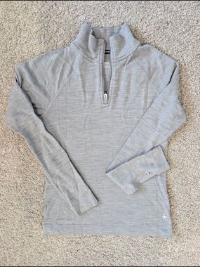 Smartwool Women's Light Gray Quarter-Zip Performance Top